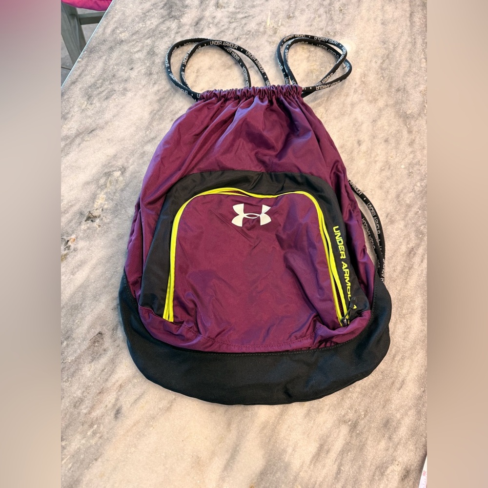 Under Armour Purple and Black Drawstring Bag